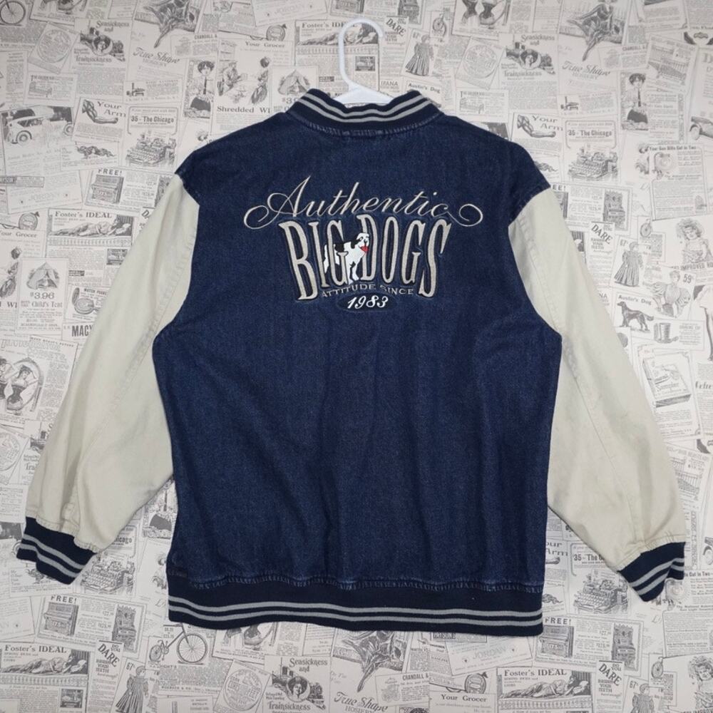 Large - Vintage Y2K little big dogs 90s denim bomber jacket
